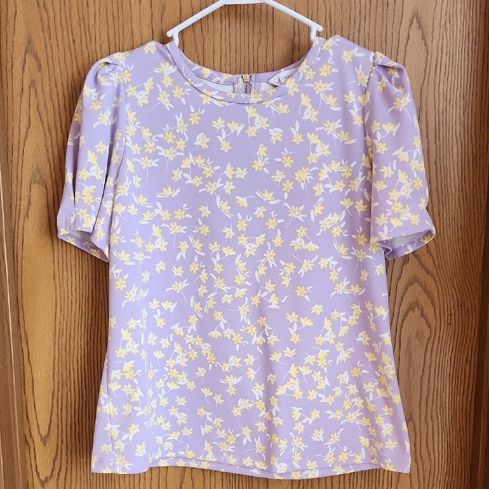 Liz Claiborne Purple Puff Sleeve Blouse with Peter Pan Collar